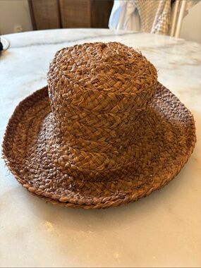 Braided Straw Sun Hat in Warm Brown